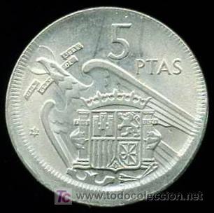 Monedas con errores: 5 PESETAS 1957*68 BONITO DESPLAZAMIENTO - EBC+ - Foto 1