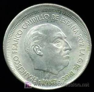 Monedas con errores: 5 PESETAS 1957*68 BONITO DESPLAZAMIENTO - EBC+ - Foto 2