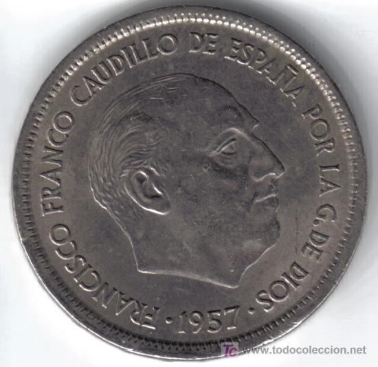 Monedas con errores: ESPA&Ntilde;A 25 PESETAS 1957 * 68 LISTEL ANCHO - Foto 1