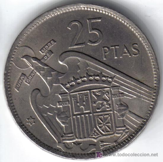 Monedas con errores: ESPA&Ntilde;A 25 PESETAS 1957 * 68 LISTEL ANCHO - Foto 2