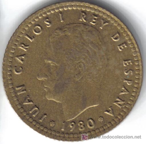 Monedas con errores: 1 PESETA 1980 * 80 - ANVERSO REMARCADO - Foto 1