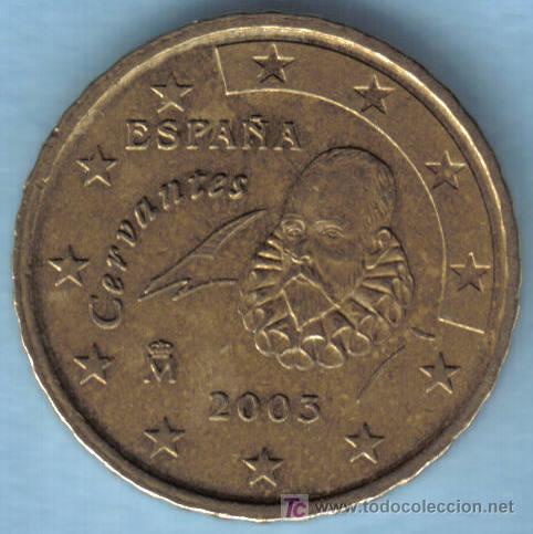 Monedas con errores: ESPA&Ntilde;A 10 CENTIMOS DE EURO 2003. ANVERSO: CU&Ntilde;O  DOBLADO (CERVANTES, PLUMA) - Foto 1