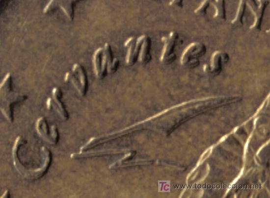 Monedas con errores: ESPA&Ntilde;A 10 CENTIMOS DE EURO 2003. ANVERSO: CU&Ntilde;O  DOBLADO (CERVANTES, PLUMA) - Foto 2