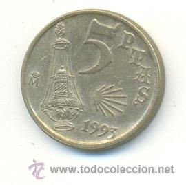Monedas con errores: 3-143. Moneda Error. 5 ptas. 1993. Exceso metal en 3 - Foto 1