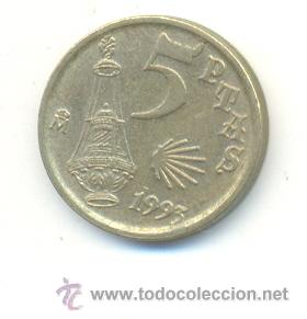 Monedas con errores: 3-144. Moneda Error. 5 ptas 1993. Exceso metal en 5 - Foto 1