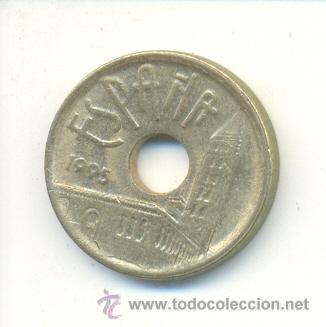 Monedas con errores: 3-153. Moneda Error. 25 ptas 1995. Exceso metal dibujo mal - Foto 1