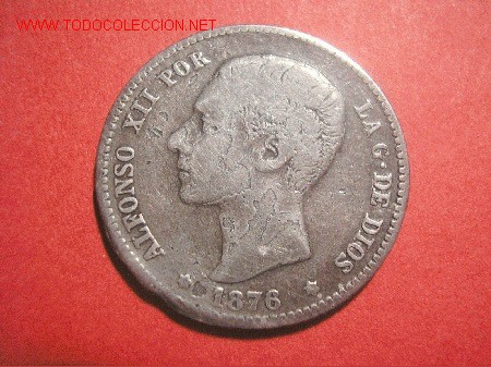Monedas con errores: ALFONSO XII  1 PESETA 1876  DEM (VARIANTE) - Foto 1