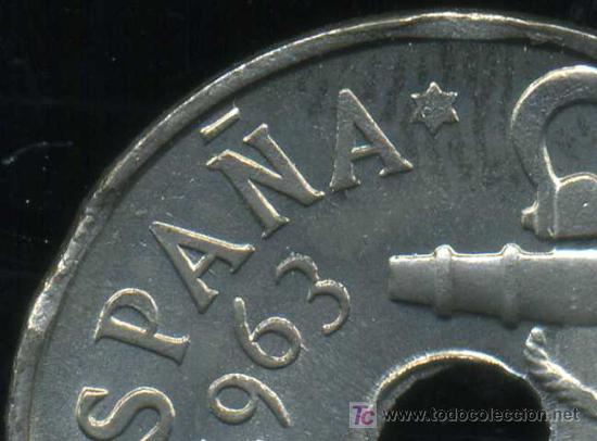 Monedas con errores: FRANCO : 50 Centimos 1963 con COSPEL DOBLEMENTE SEGMENTADO - Foto 3