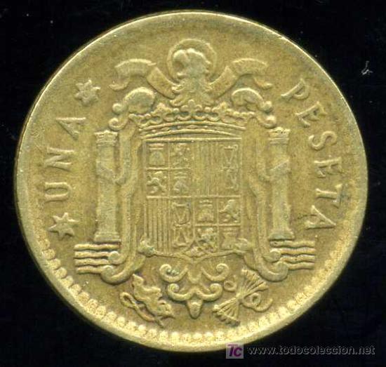 Monedas con errores: FRANCO : 1 Pesetas 1966 *67 REBORDE SALIENTE EN EL CANTO - Foto 2