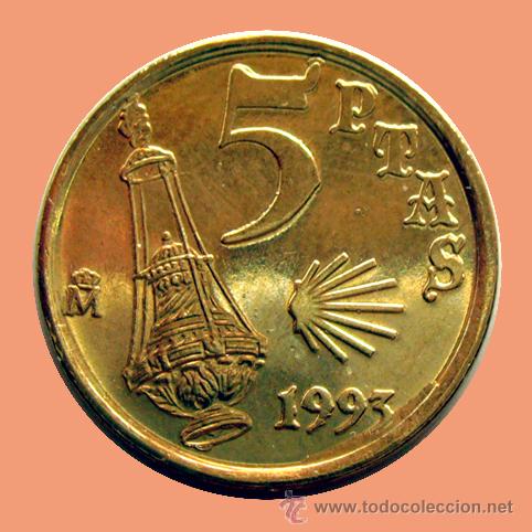 Monedas con errores: ERRORES Y VARIANTES . 5 PESETAS 1993 . EXCESO DE METAL
