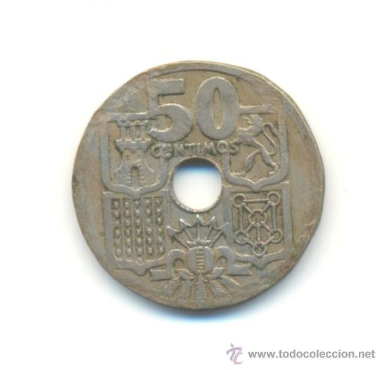 Monedas con errores: ERROR 50 C&Eacute;NTIMOS 1949 CANTO MAL ACU&Ntilde;ADO Y SIN ESTRELLAS - Foto 2