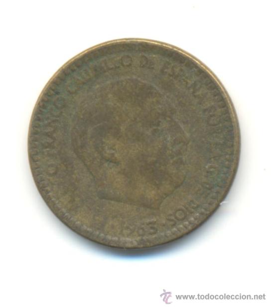 Monedas con errores: ERROR PESETA 1963 *19 PARTES SIN ACU&Ntilde;AR - Foto 1