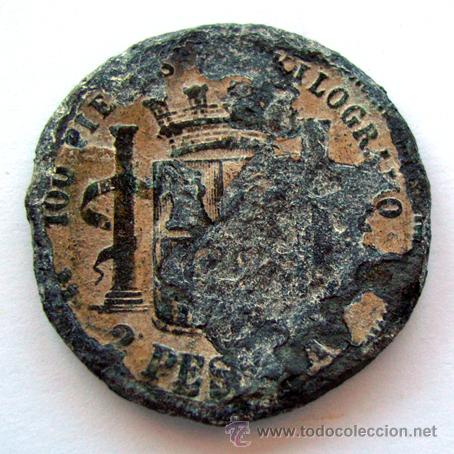 Monedas con errores: GOBIERNO PROVISIONAL . 2 PESETAS 1870 , FALSA DE &Eacute;POCA - Foto 2