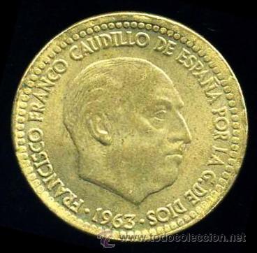 Monedas con errores: ERROR DE REBORDE SALIENTE EN CANTO - 1 Peseta 1963 *66 - Foto 1