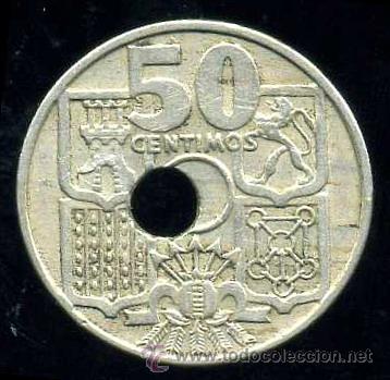 Monedas con errores: ERROR - AGUJERO DESPLAZADO - 50 Centimos 1949 - Foto 2