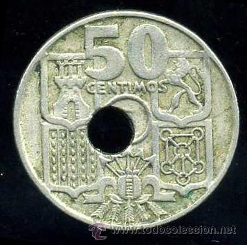 Monedas con errores: ERROR AGUJERO DESPLAZADO - 50 Centimos 1949 - Foto 2