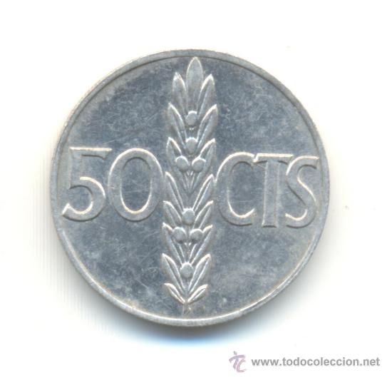 Monedas con errores: REF.75--50 C&Eacute;NTIMOS 1966 *1971 ERROR ABAJO LA MITAD DEL CANTO NO ES DOBLE - Foto 2