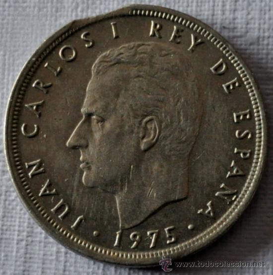 Monedas con errores: Juan Carlos I 5 Ptas. 1975 * 79 *** ERROR Cu&ntilde;o mal cortado *** - Foto 1