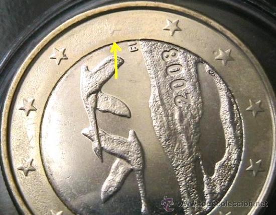 Monedas con errores: FINLANDIA 2008- 1 EURO S/C CON ERROR ESTRELLA INVISIBLE - Foto 1
