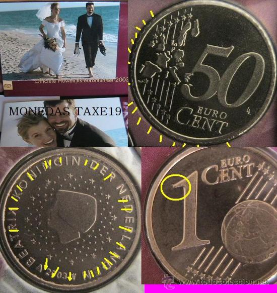 Monedas con errores: HOLANDA 2003 -CARTERA OFICIAL BODA DE LA PRINCESA- CON ERROR EXCESO DE METAL - Foto 1