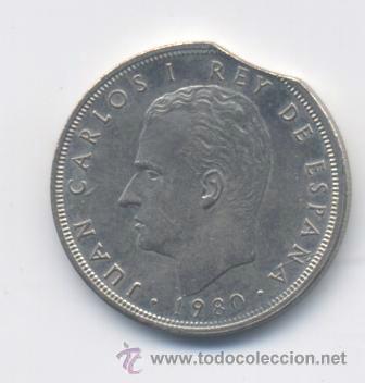Monedas con errores: JUAN CARLOS- 5 PESETAS- 1980*80-ERROR FINAL DEL RIEL-SC - Foto 1