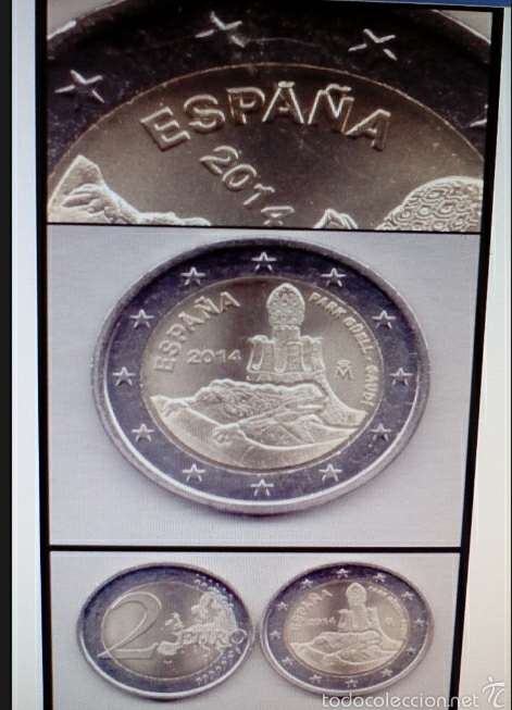 Monedas con errores: ERROR VARIANTE 2&euro; 2014 parque guell - Foto 1