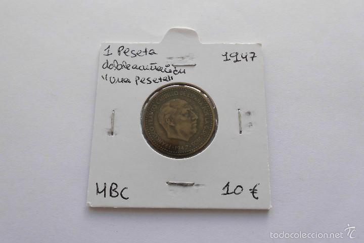 Monedas con errores: 1 peseta 1947 doble acu&ntilde;acion - Foto 1