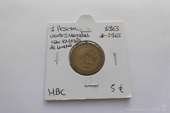 Monedas con errores: 1 peseta 1963*1965 canto irregular con excesos de metal - Foto 1