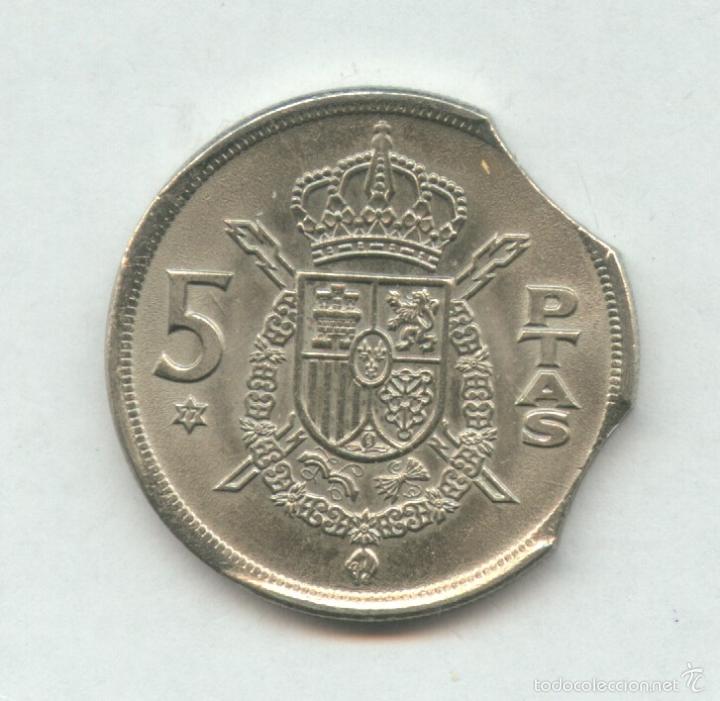 Monedas con errores: * ERROR * MONEDA SEGMENTADA DOBLE. MUY RARA. 5 PTAS 1975*77 - Foto 2