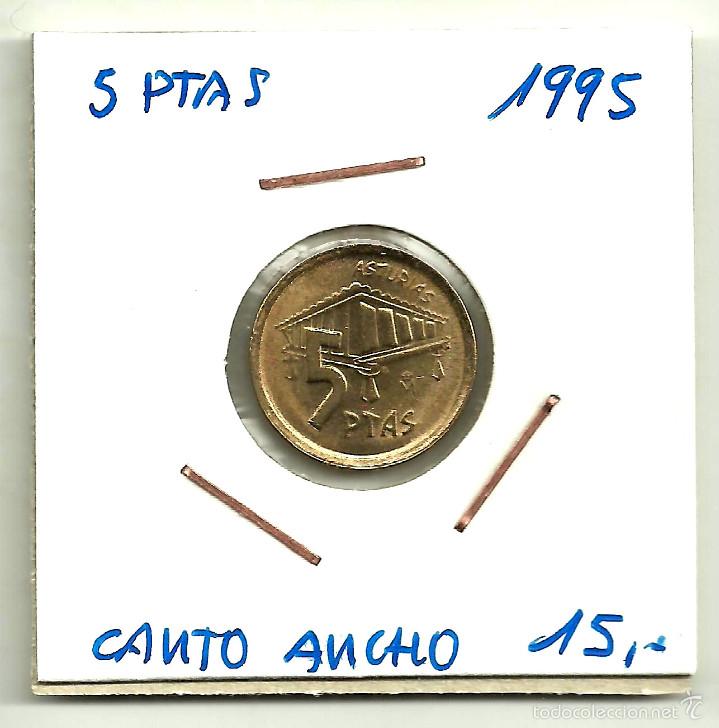 Monedas con errores: ERROR DE ACU&Ntilde;ACI&Oacute;N EN 5 PESETAS DE 1995 (CANTO ANCHO) - Foto 1