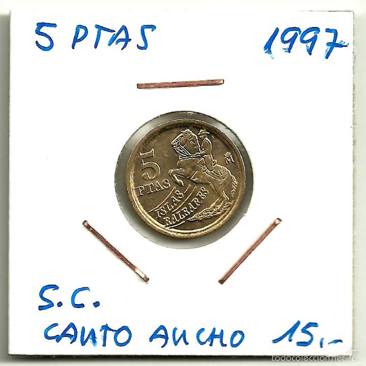 Monedas con errores: ERROR DE ACU&Ntilde;ACI&Oacute;N EN 5 PESETAS DE 1997 (CANTO ANCHO) - Foto 1