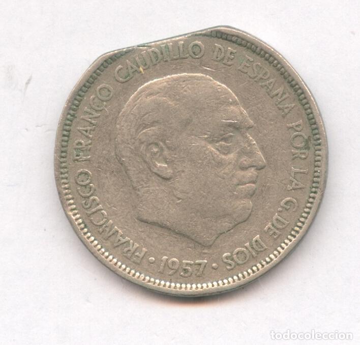 Monedas con errores: * ERROR *. 5 PESETAS A&Ntilde;O 1957*62 -- FINAL DE RIEL. - Foto 1