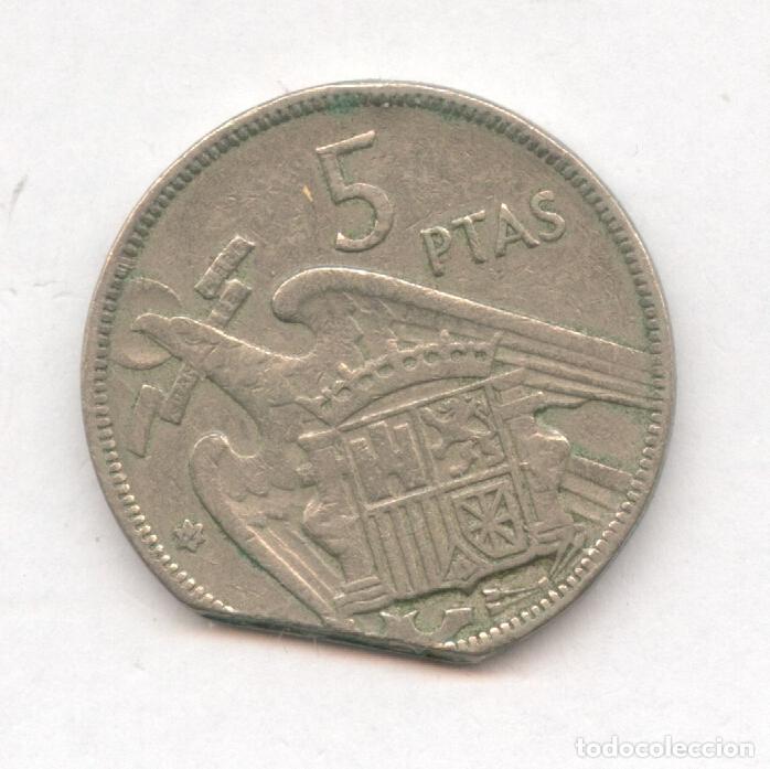 Monedas con errores: * ERROR *. 5 PESETAS A&Ntilde;O 1957*62 -- FINAL DE RIEL. - Foto 2