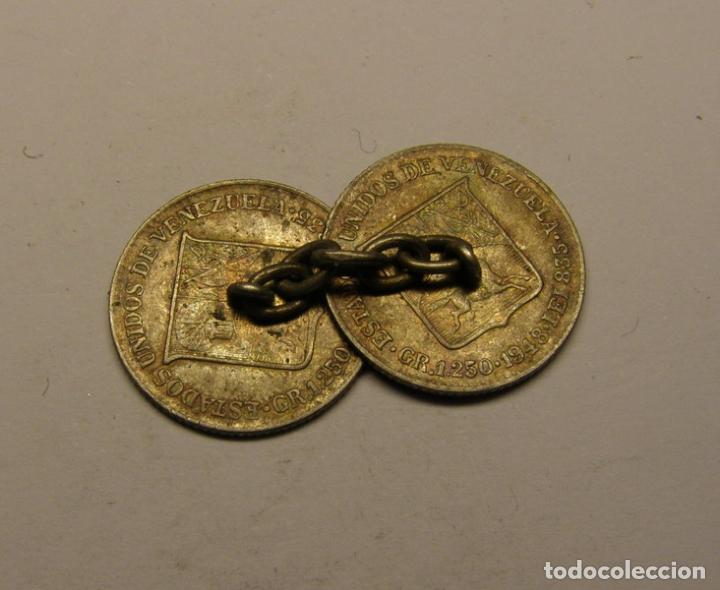 Monedas con errores: Gemelos hechos con dos monedas venezolanas de plata. A&ntilde;o 1948. - Foto 2