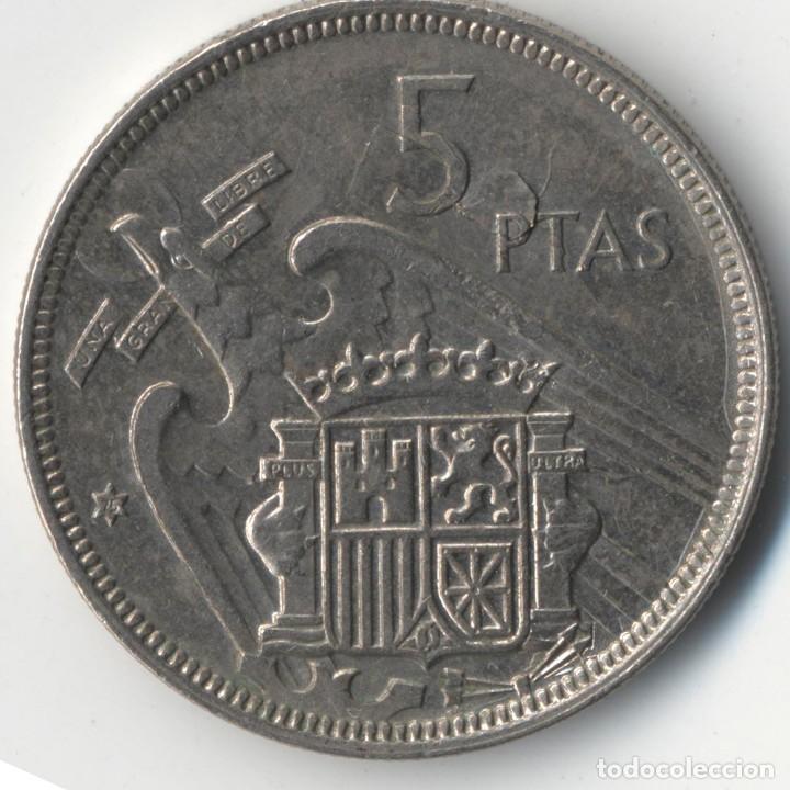 Monedas con errores: ESTADO ESPA&Ntilde;OL 5 PESETAS 1957*75, ERROR HOJA SALTADA - Foto 3