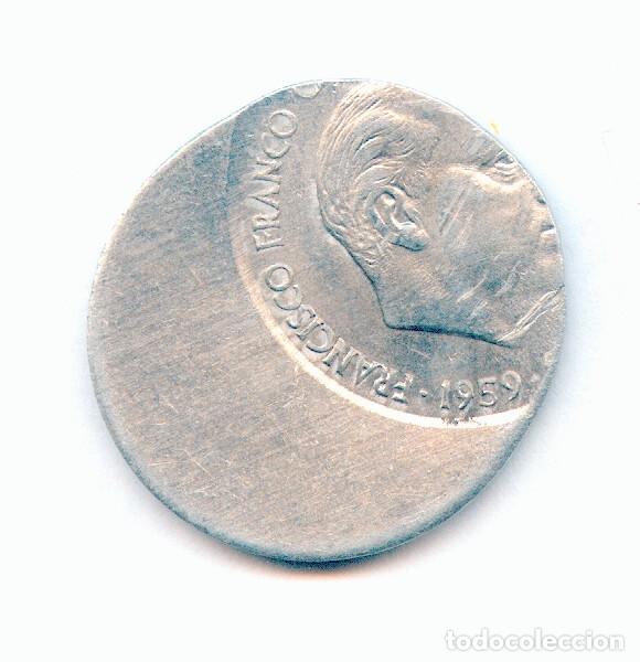 Monedas con errores: * ERROR * ESPECTACULAR 10 CENTIMOS 1959 MUY DESPLAZADA - Foto 1