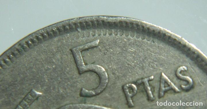 Monedas con errores: Error de acu&ntilde;acion en moneda de 5 pesetas 1957 *59 virola repintada encima del 5 - Foto 2