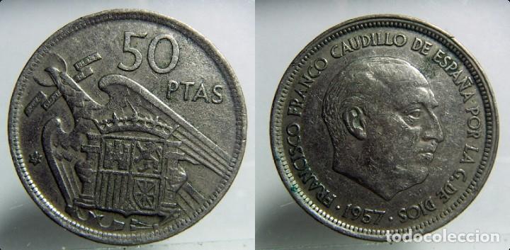 Monedas con errores: 50 PESETAS 1957 * 59 con cospel defectuoso - Foto 1