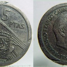 Monedas con errores: ESTADO ESPAÑOL 5 PESETAS 1957 ERROR ROTURA DE CUÑO. Lote 105395131