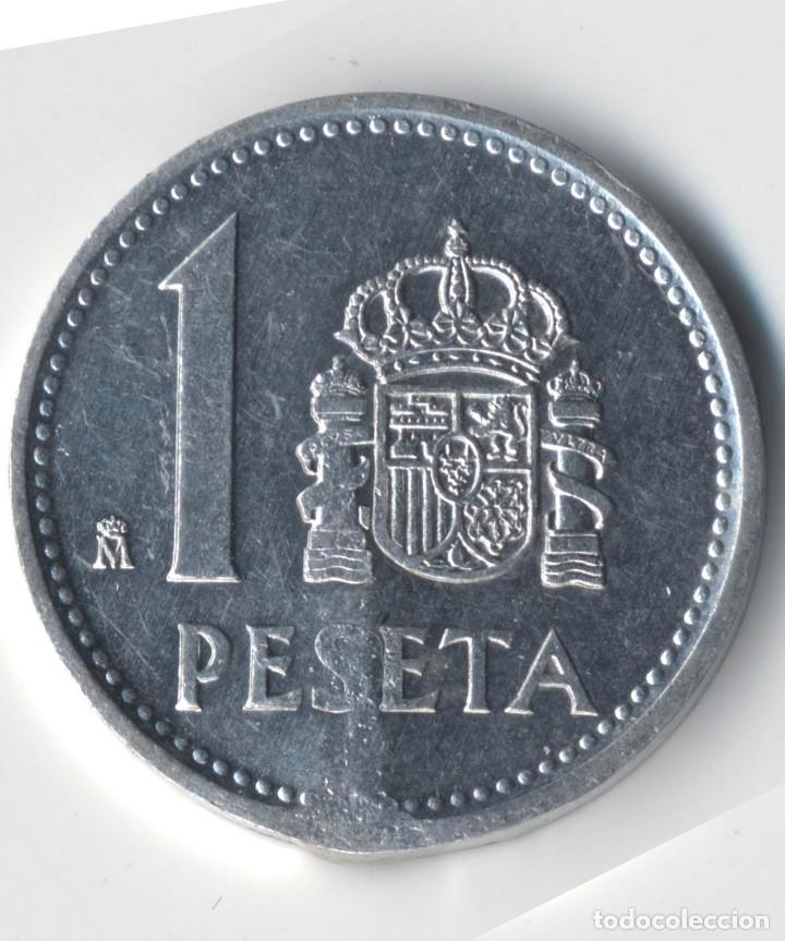 Monedas con errores: JUAN CARLOS I 1 PESETA 1987 CON ERROR DE CU&Ntilde;O. - Foto 3