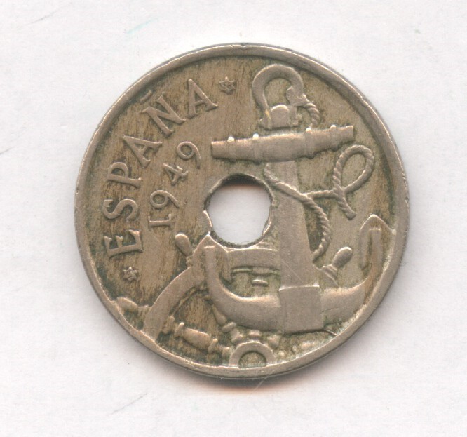 Monedas con errores: * ERROR * 1949*19*56 TALADRO IRREGULAR - Foto 1