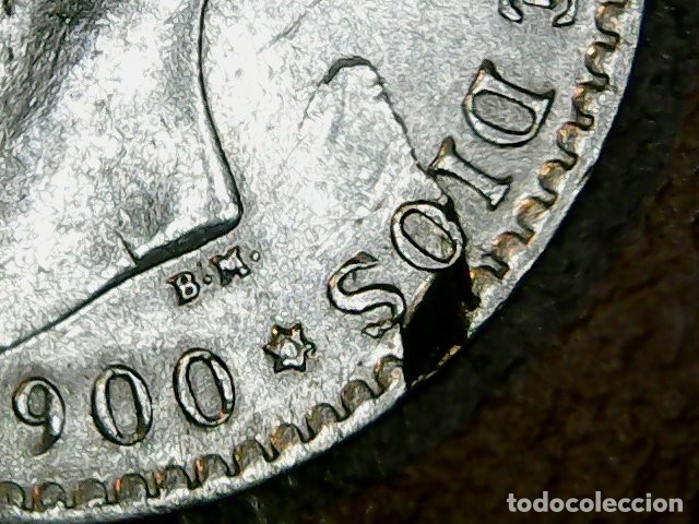 Monedas con errores: * ERROR *. 50 C&Eacute;NTIMOS 1900. Hoja (plata agria) - Foto 1