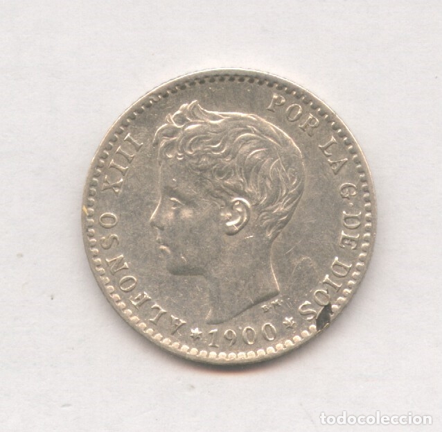 Monedas con errores: * ERROR *. 50 C&Eacute;NTIMOS 1900. Hoja (plata agria) - Foto 2