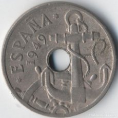 Monedas con errores: FRANCO 50 CÉNTIMOS 1949 *19*51 PEQUEÑOS DEFECTOS TALADRO, LISTEL.