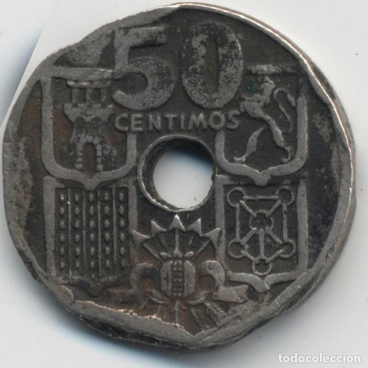 Monedas con errores: - ESPA&Ntilde;A ESTADO ESPA&Ntilde;OL 50 C&Eacute;NTIMOS 1949*19*52 - Foto 2