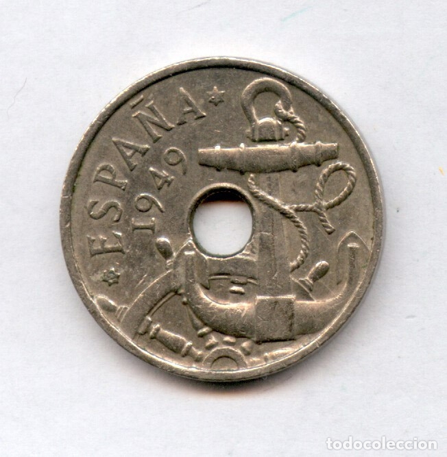 Monedas con errores: * ERROR * ESPECTACULAR. 50 c&eacute;ntimos a&ntilde;o 1949*62 EXCESO DE METAL EN REVERSO - Foto 3