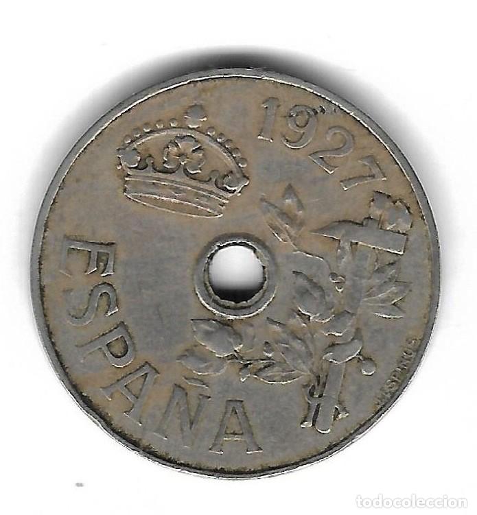 Monedas con errores: MONEDA. 25 CENTIMOS. 1927. ESPAÑA. ERROR: AGUJERO MAS PEQUEÑO. VER - Foto 2 - 135211838