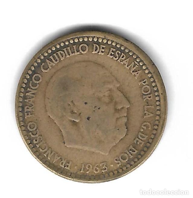 Monedas con errores: MONEDA. 1 PESETA. 1963. FRANCISCO FRANCO. ESTRELLA 67. ERROR: PESA + 0.3 GR Y CANTO AVIROLADO. VER - Foto 1 - 135215462