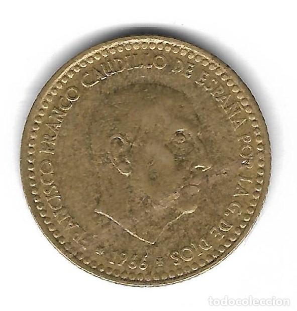 Monedas con errores: MONEDA. 1 PESETA. 1966. FRANCISCO FRANCO. ESTRELLA 75. ERROR: HOJA ANVERSO. VER - Foto 1 - 135216626