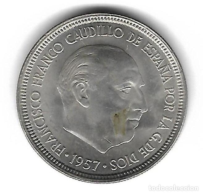 Monedas con errores: MONEDA. 5 PESETAS. 1957. FRANCISCO FRANCO. ESTRELLA 65. ERROR: REPINTES (GRAFICA ANVERSO). VER - Foto 1 - 135218942